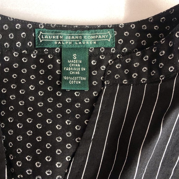 Lauren Jeans Co Black White Tuxedo Blouse - Picture 10 of 16